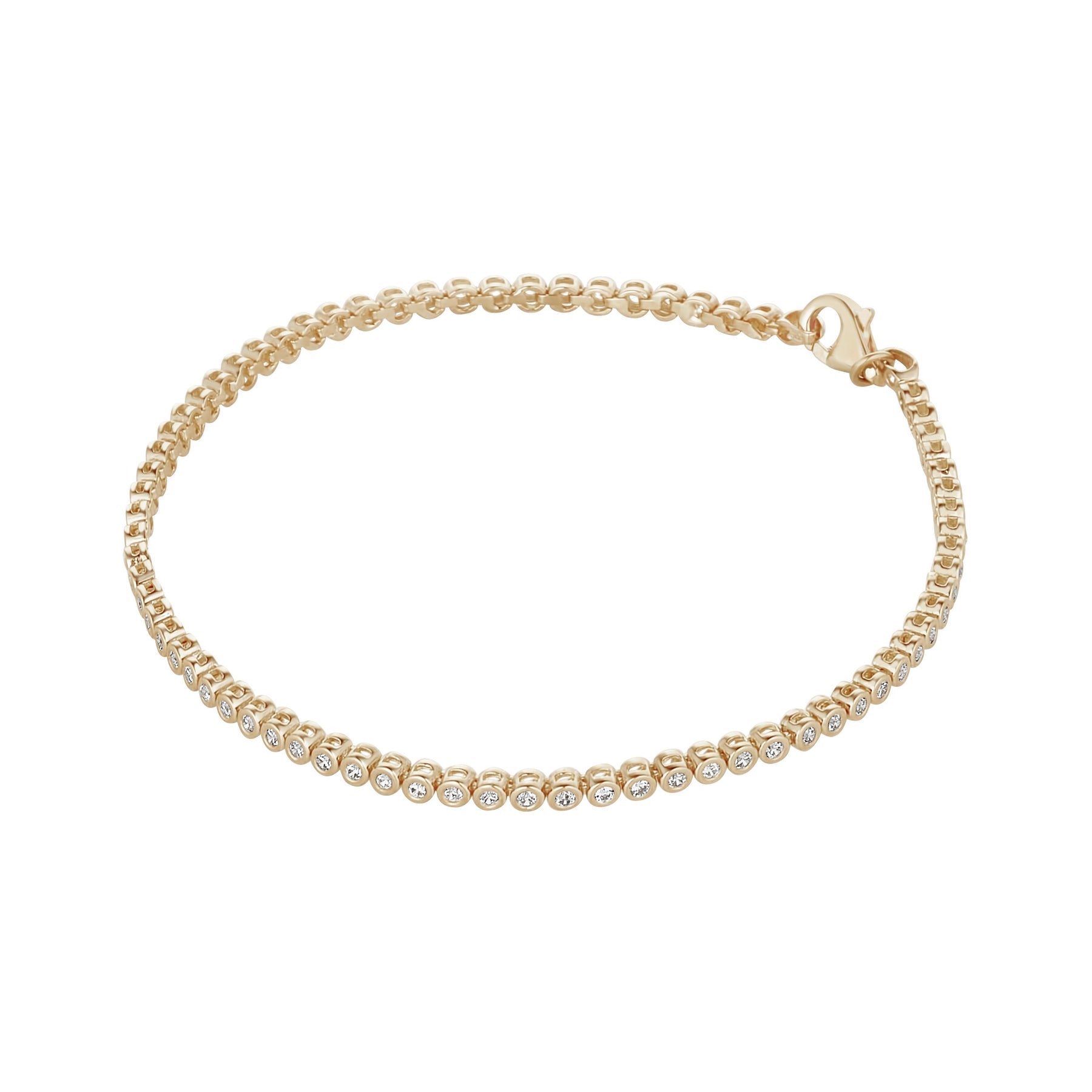 9ct Yellow Gold Tennis Bracelet 1 mm Cubic Zirconia